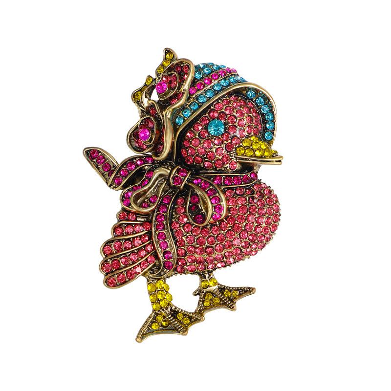 Винтажная брошь-утка из мультфильма, инкрустированная бриллиантами, oversized, с кристаллами, животное, цветок на грудь утки, модные аксессуары для одежды, булавка