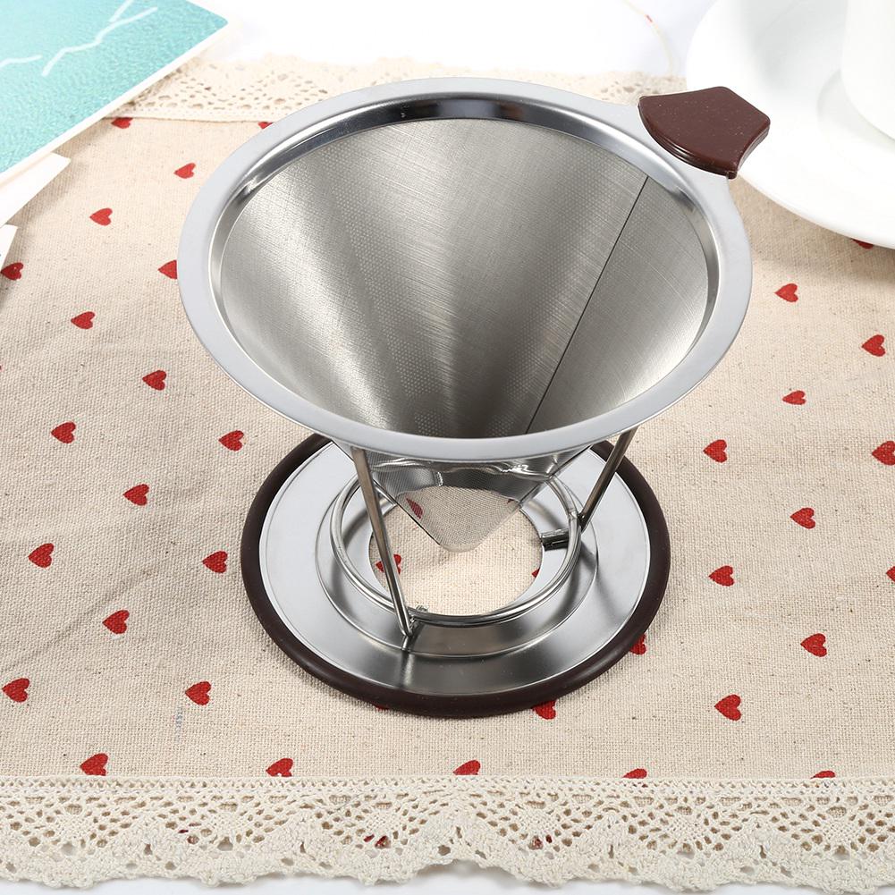 1x Portable 304 Stainless Steel Drip Dripper Double Layer Mesh Coffee Cone Filter Holder Infuse