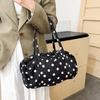 Yogodlns Simple Polka Dot Tote Bag Lightweight Nylon Handbag Women Casual Commute Shoulder Bag Large Capacity Sports Foldable Storage Bag