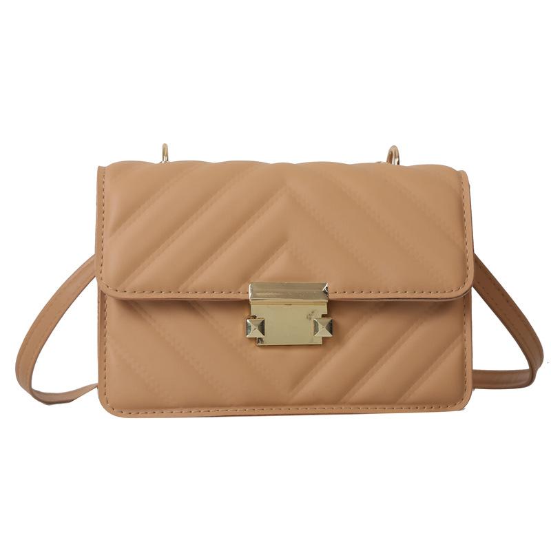 Early Autumn Indentation 2025 New Lock Fashion Casual Rhombus Solid Color One Shoulder Crossbody Chain Small Square Bag