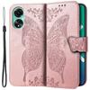 Flip Case for Oppo A58 4G, Butterfly, Rose Gold