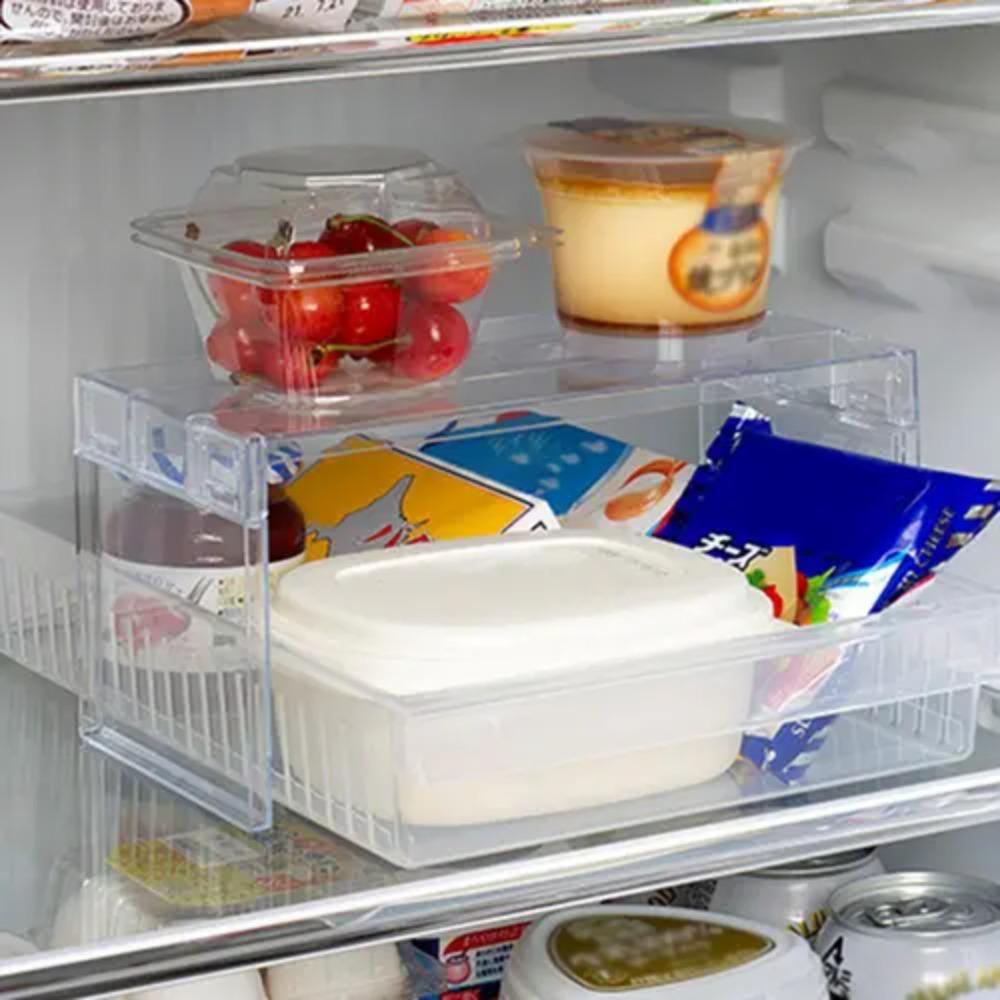 PP Fridge Layered Separator Shelf Space Saving Storage Rack Multifunctional   Kitchen Seasoning