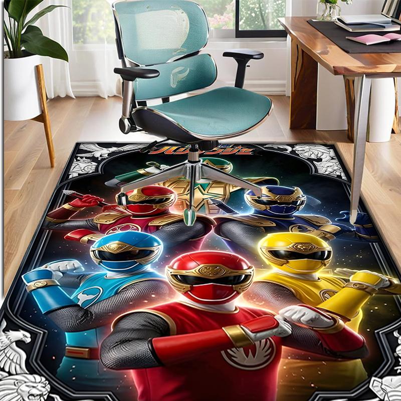 Mighty Morphin Power Rangers Pattern Rug, Indoor/Outdoor Mat, for Picnic, Gameroom, Bedroom, Office, Living Room, Home Decor Carpet, Birthday Gift