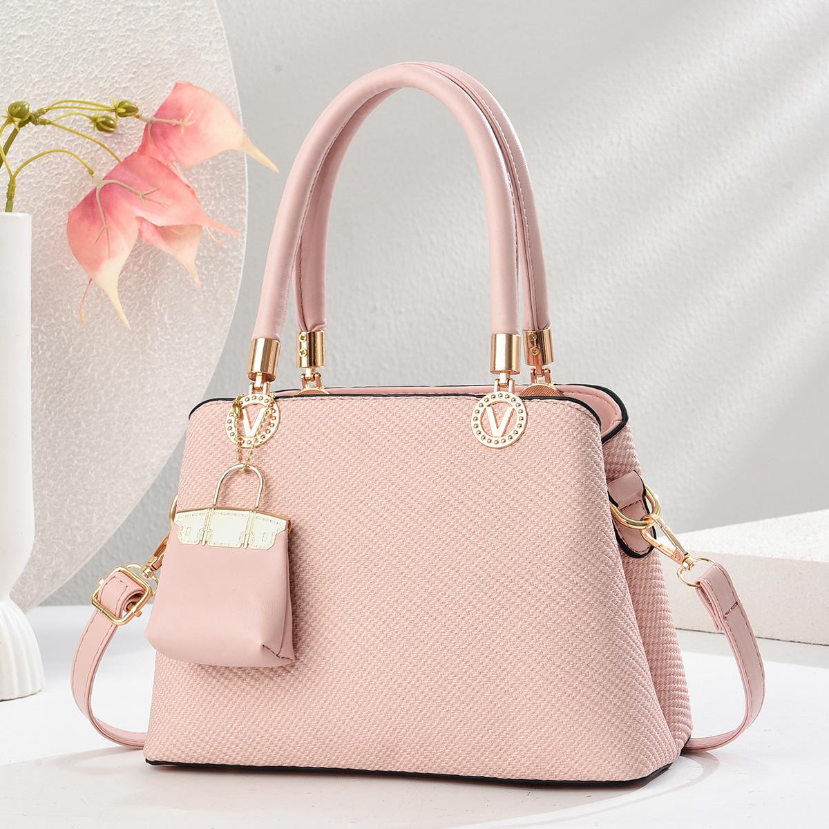 

New Design Macaron Splicing Handbag Top Appearance Level Standard Simple Atmosphere Shoulder Bag with Large Capacity Crossbody Bag .
