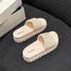 Fashion versatile muffin thick bottom pearl ins tide 2025 summer and autumn new small fragrant wind soft bottom cool slippers women's wear