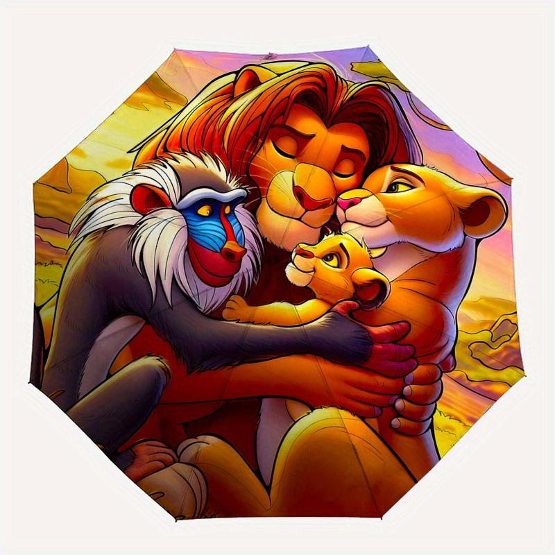 1 Auto Open Lion King, Family Themed Colorful 8-rib Portable Umbrella for Men and Women, A Compact Commuting Companion Suitable for Daily Dr