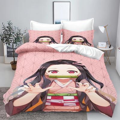 Dämonen Jäger: Kimetsu no Yaiba kamado Nezuko Anime 100% Polyester Bettwäsche Set Bettbezug Set Bedruckte Cartoon Heimdeko
