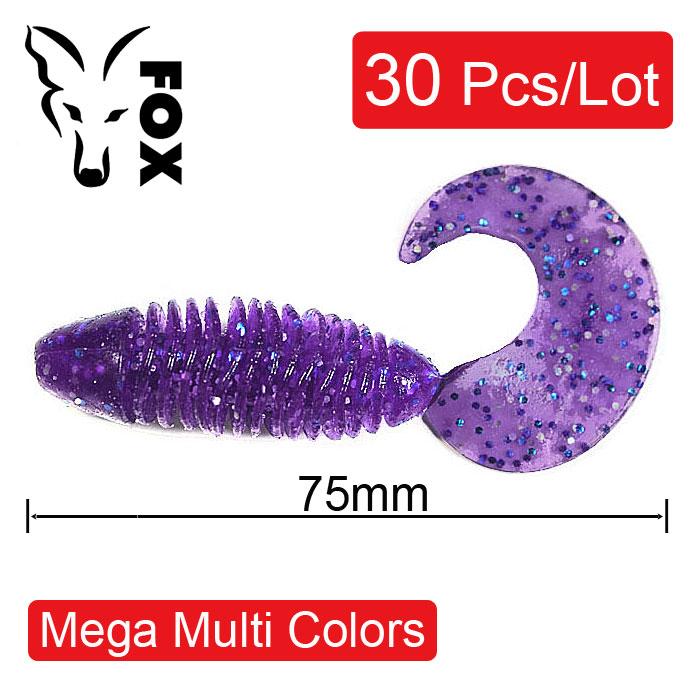 

FOX FLUFFY Soft Silicone Jigging Lure 75 mm. Набір силіконових принад для риболовлі - 30 шт. упаковка 005-30 pcs