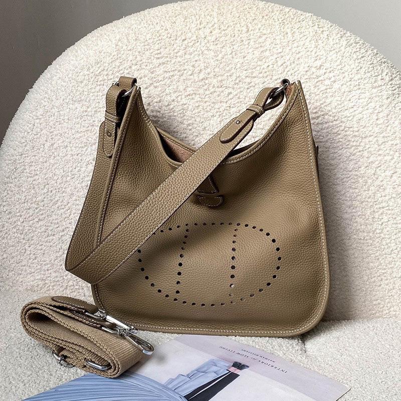 Genuine Leather Evelyn Crossbody Tote - Women's Cowhide Bag with Wide Shoulder Strap