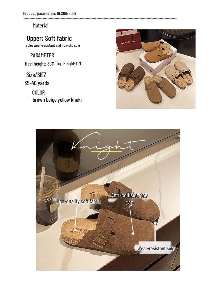 2025 Cork Birkenstocks Half Slippers: Women's & Men's Retro Closed Toe Slip-ons for Casual Outdoor Wear