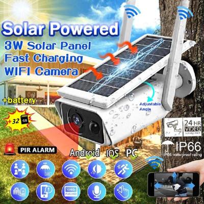 New 1080P Wireless HD Wide Angle Solar IP Camera Night Vision Infrared Motion Detection Home Outdoor Waterproof Security Wifi Monitoring 32G TF Card