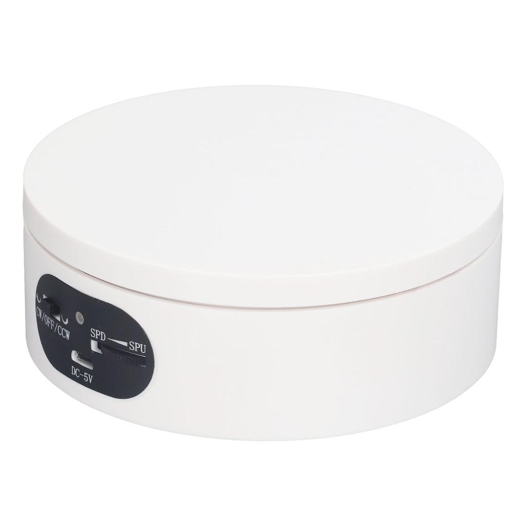 Rotating Display Stand 5.5lb Load Capacity 360 Degree Photography Turntable Plug in Battery Knob Speed Control White