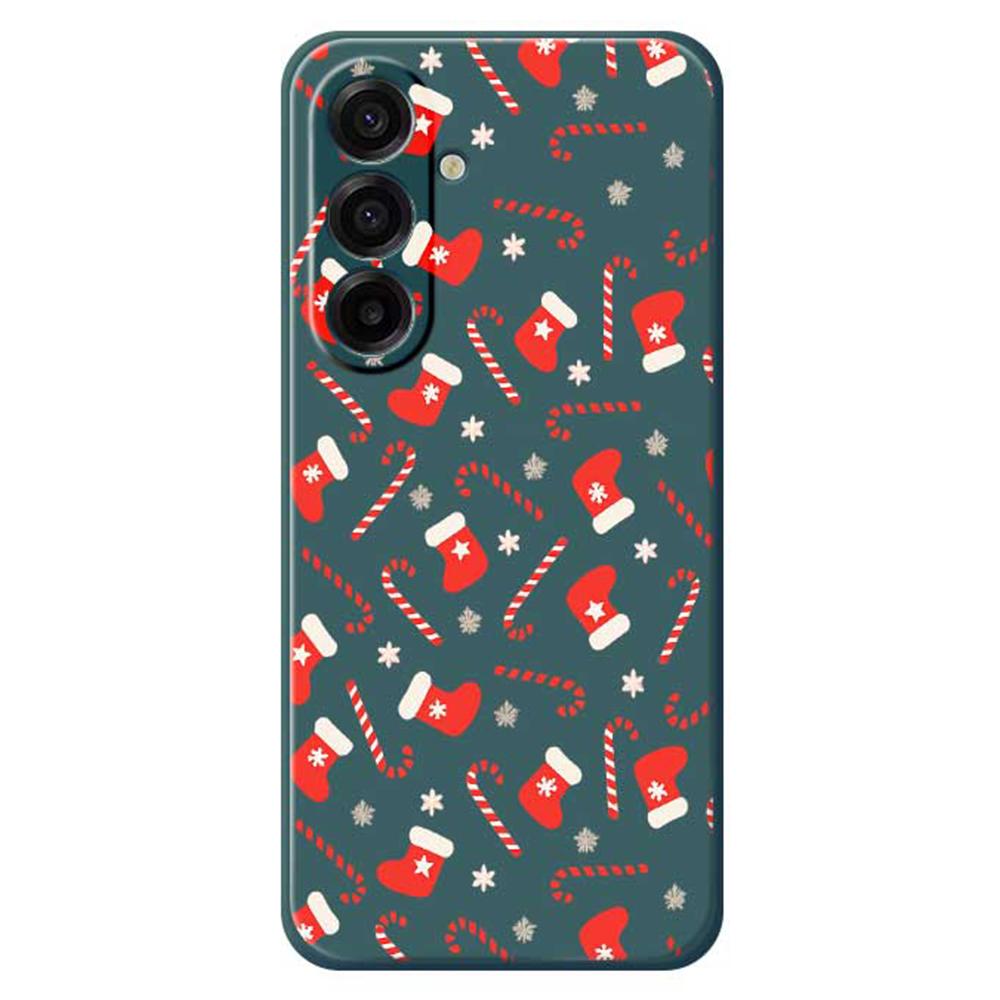 For Samsung Galaxy A17 5G Case Red Canes and Stockings Pattern Printing Straight Edge TPU Phone Back Cover