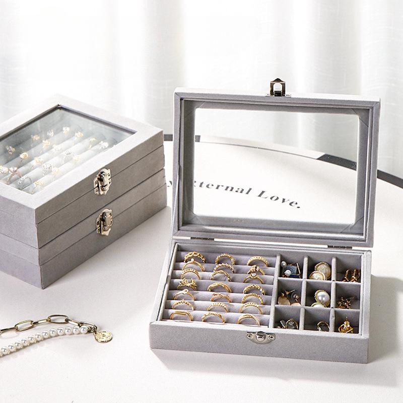 1PC Jewelry Classification Storage Box - Transparent Visible Holder for Earrings Rings Necklaces Display
