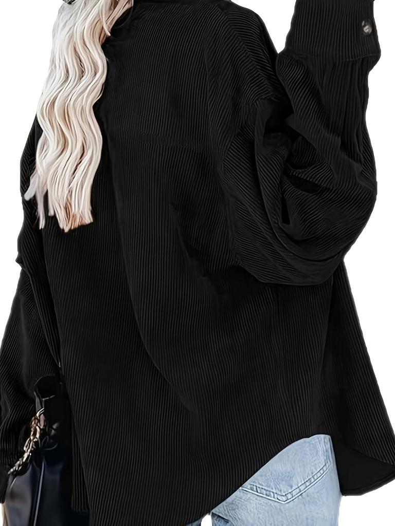2025 Autumn/Winter Oversize Loose Casual Women's Corduroy Shirt - European & American Style