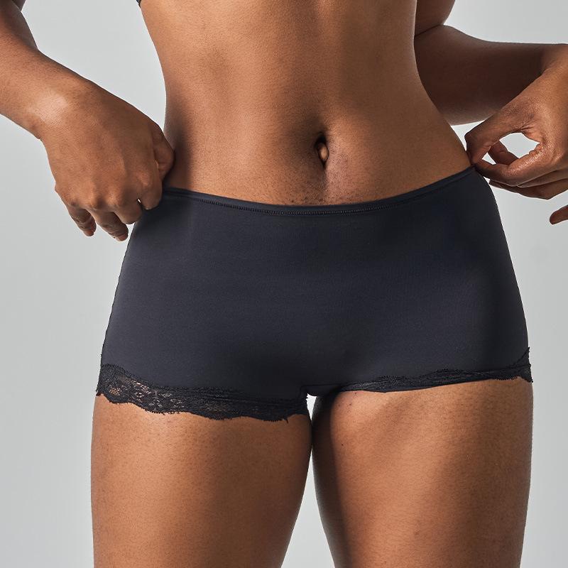 Damen Mid-Waist Spitzen-Slips - Sexy, Ausgehöhlt, Hochelastisch, Bequeme Sport Yoga Boxer Briefs