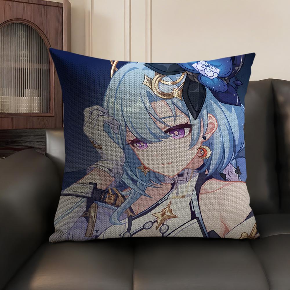 Anime Game Honkai Impact Cushion Cover Natural Linen Organic Fabric DoubleSided Printing Sofa Home Decor Gift Pillow Case