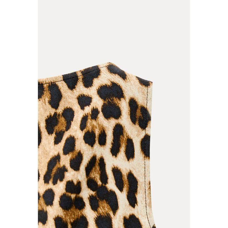 Spring New Sexy Style Sexy Silm Round Neck Sleeveless Leopard Print Print Short Dress 3201140