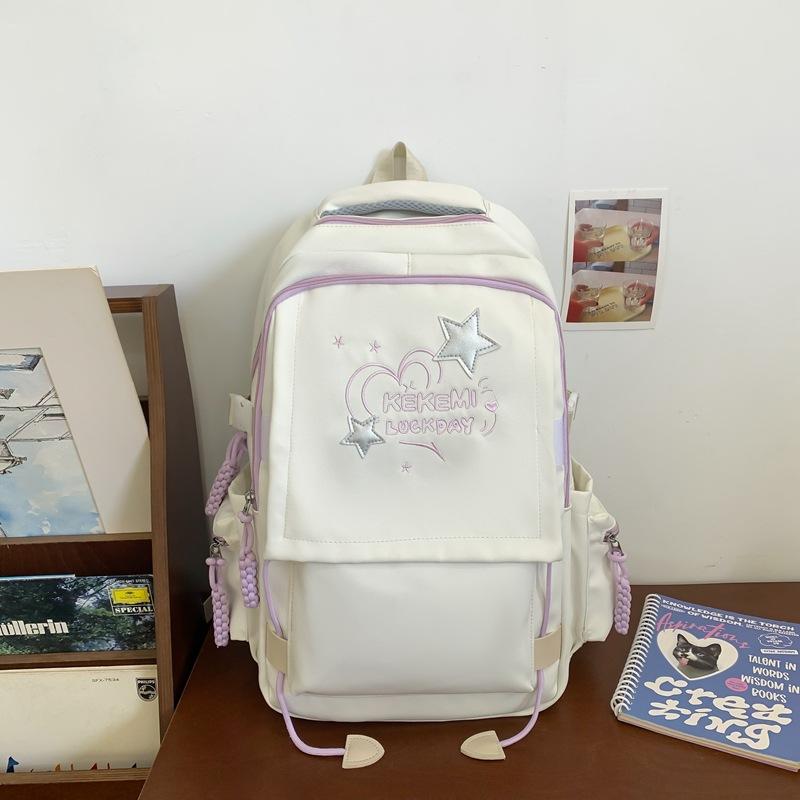 High Value New Junior High School Schoolbag Girls Solid Color Fresh Leisure Travel Backpack Large Capacity Backpack
