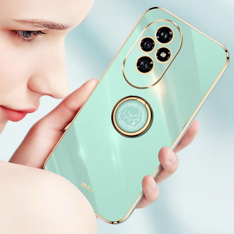 XINLI Pro Honor 200 5G Pouzdro Držák prstenu Stojánek Elektroplating Měkký TPU Kryt
