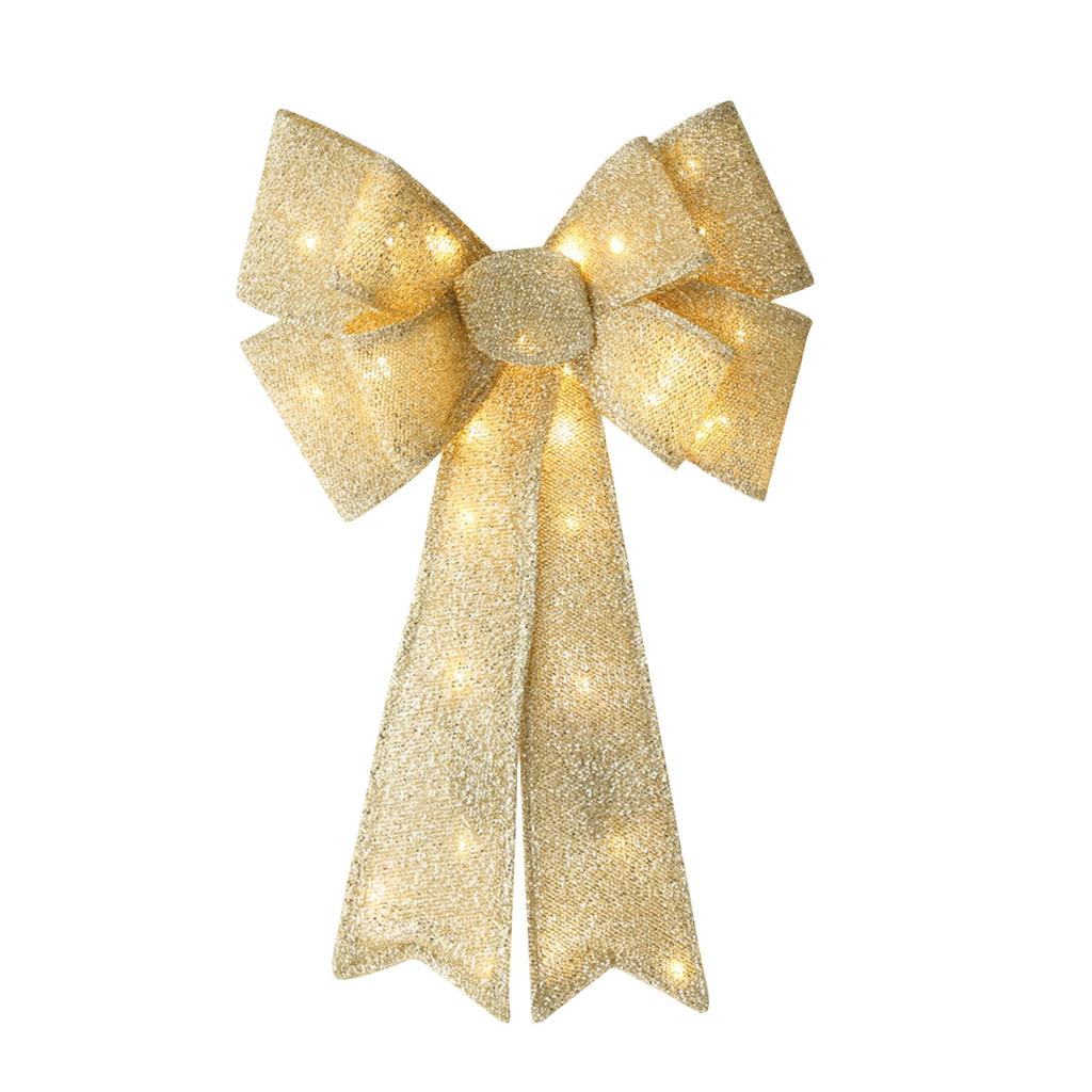 Bow Pre-assembled Christmas Bow Decoration, Indoor/Outdoor LED Holiday Decoration, Outdoor Battery Box