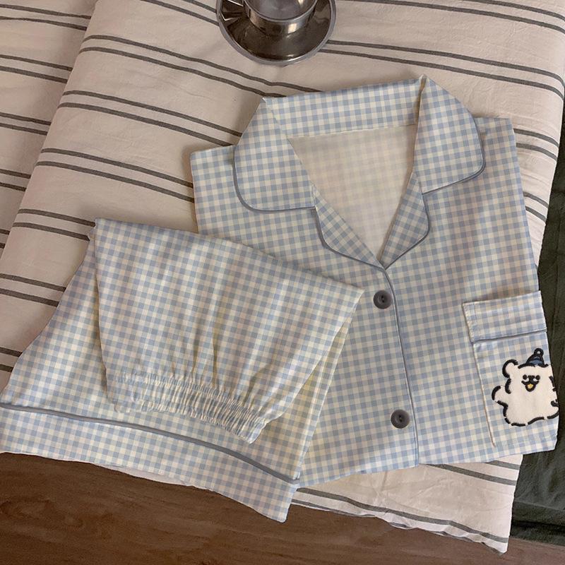 Damen Pyjama-Set im koreanischen Stil mit Cartoon-Polka-Dots – Kurzarm und Shorts, leichte Sommer-Homewear
