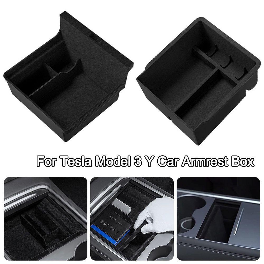 Flocking Car Armrest Box Drawer Design Hidden Cup Holder Universal Storage Box for Tesla Model 3/Y Juniper Launch 2025