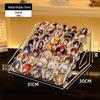 Transparent Acrylic Badge Display Stand: Tiered Desktop Organizer for Gacha, Merchandise, and Pins.