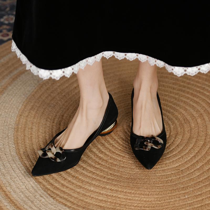 Women's Low Heel Shoes Pointed Toe Square Heel Sexy Women's Shoes Leopard Print Suede Outdoor Leisure Comfortable Zapatos Mujer