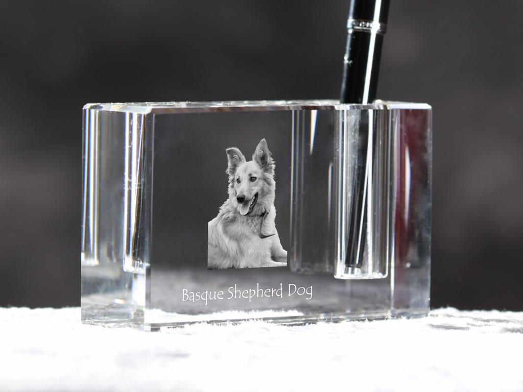 Basque Shepherd Dog, Basque Sheepdog – Pen stand, crystal organiser with dog photo | Art-Dog