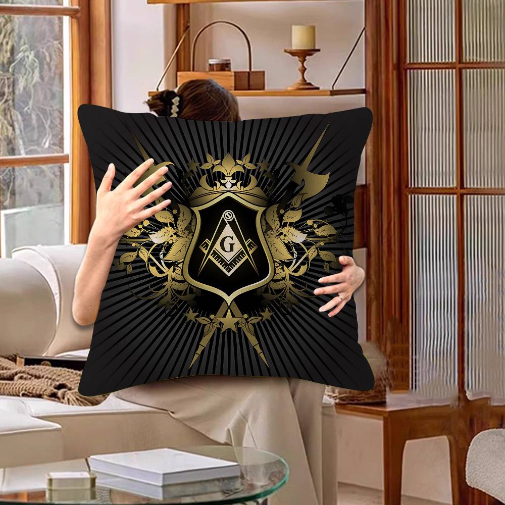 Masonic Lodge Freemasonry Logo Cushion Cover Polyester Sofa Cushions Decorative Throw Pillows Home Decoration Pillowcover