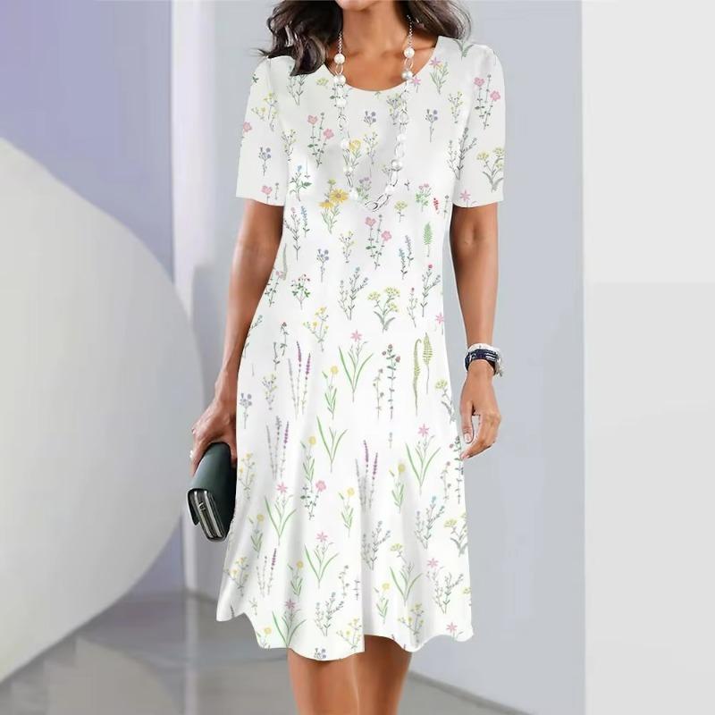 Summer Fashion Elegant Women Dress Loose Casual Dress Women New Printing  Temperament Casual Comfortable Beach Dress