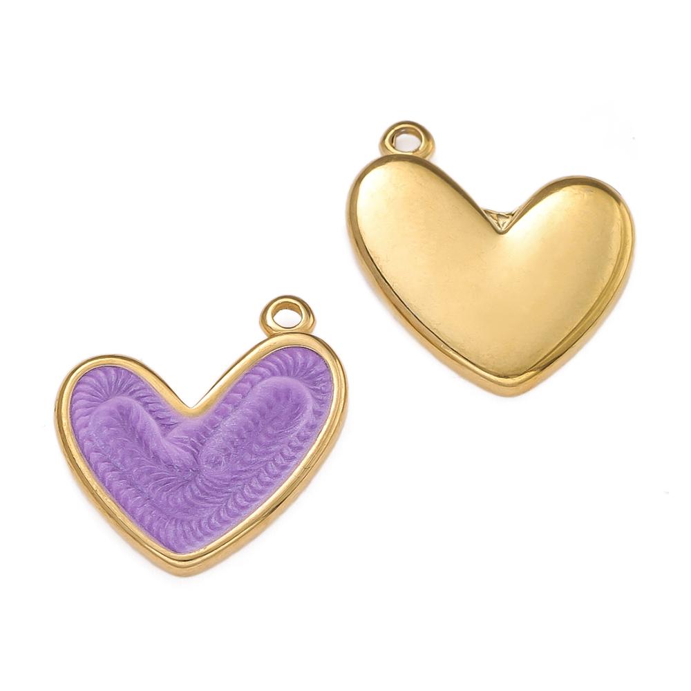 2Piece/Pack Stainless Steel Colorful Enamel Heart Charms for DIY Necklace Bracelet Earrings Trendy Jewelry Making Findings