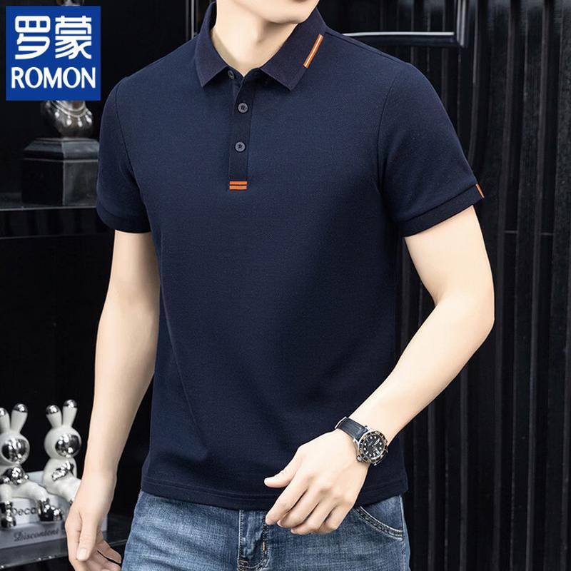 ROMON Men's Summer Lapel Polo Shirt