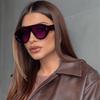 Ochelari de soare stilati de pilot, celebritate pe internet: Unisex cu Ramă Mare Culoare Roșu Vin cu Stil European și American