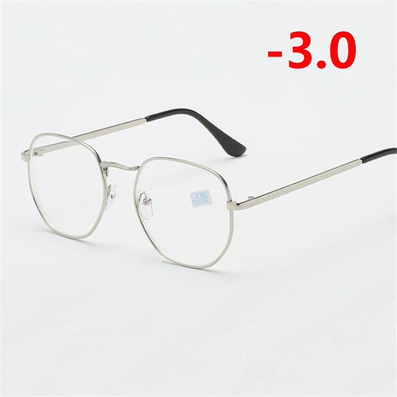 -1.0 -1.5 -2.0 To -6.0 Student Myopia Glasses Finished Golden And Black Frame Blue Film Short Sight Eyewear Prescription Glasses