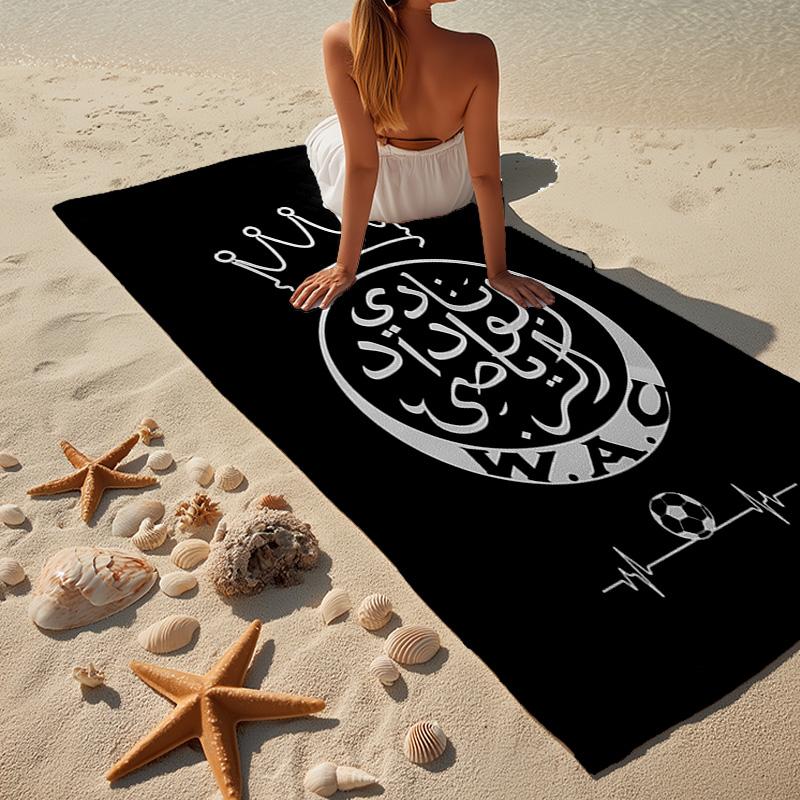 Wydad AC Football Club Emblem Microfiber Beach Towel, Lightweight And Quick-Dry, for Summer Travel, Beach Essential, Swimming Pool