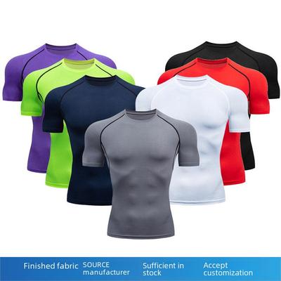 Men's Quick-Dry Sports Tights - Round Neck Short Sleeve Shirt for Running, Basketball, & Training