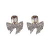 Elegent Luxury Bowknot Zircon Stud Earrings For Women Korean Rhinestone Crystal Earrings for Lady Jewelry Ladies Gift Party