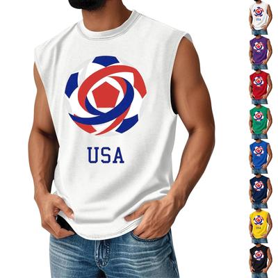 Men's Sleeveless Soccer Graphic Tank Top USA Printed Athletic Muscle Shirt Casual Summer Workout Vest