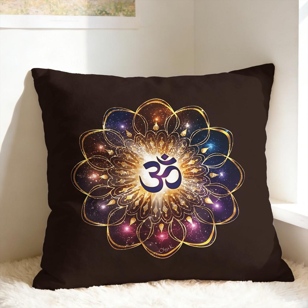 Luxury Golden Mandala Om Pillow Case Square Pillow Cover Morden Cushion Cover For Living Room Bed Chair