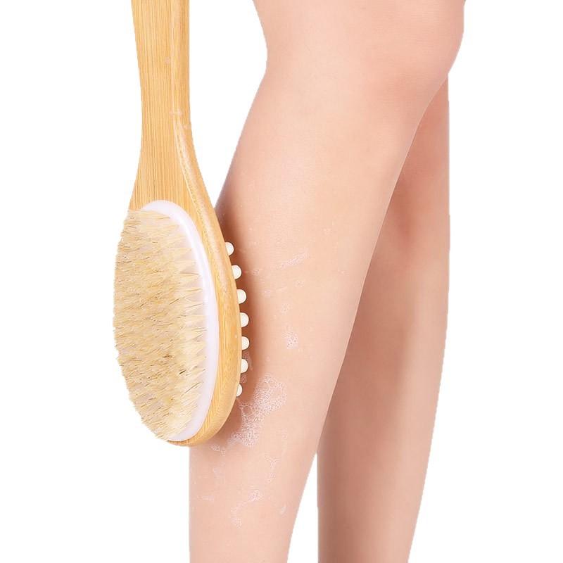 Double-sided Massage Brush SPA Nanzhu Bristle Bath Brush Long Handle Bath Rub Back Massage Tendon Rub Bath Brush