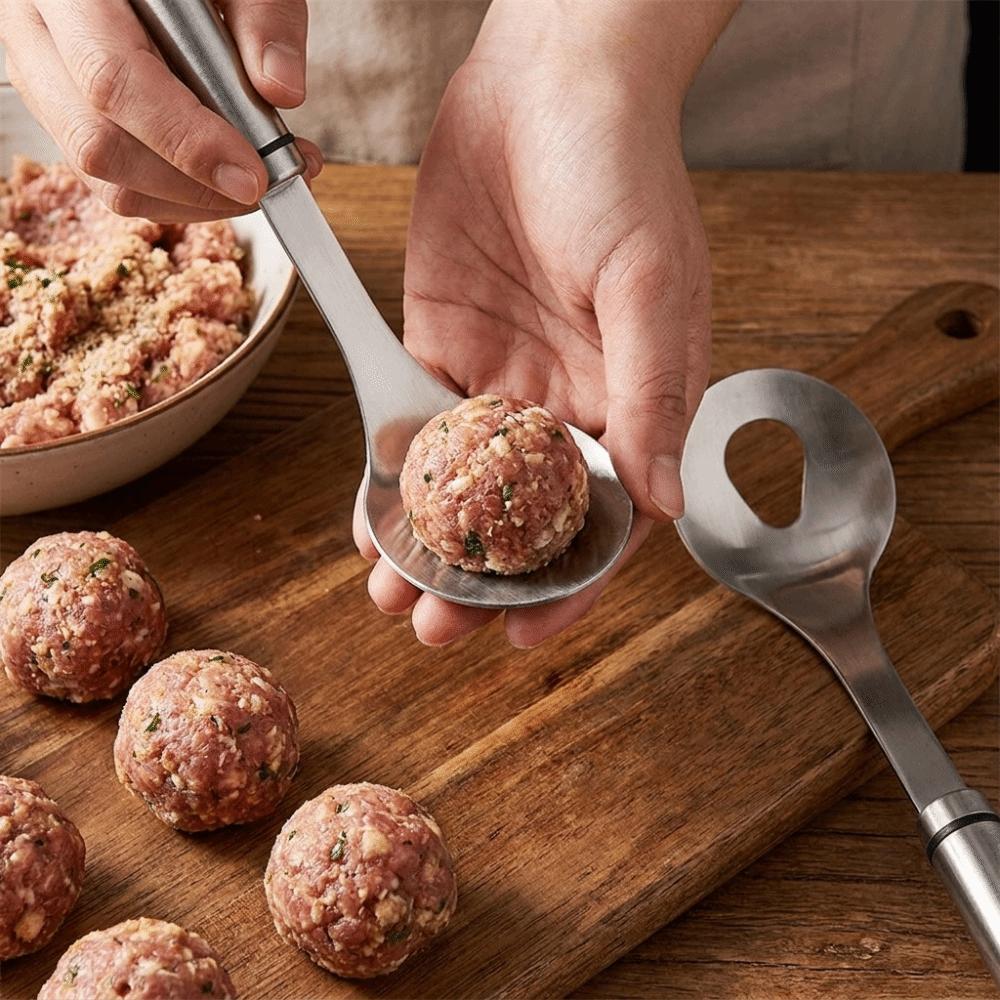 Non-Stick Meatball Maker Spoon Stainless Steel Meatball Scoop Fish Ball Squeeze Spoon  Restaurant