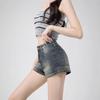 Women's 2025 High-Waisted Denim A-Line Hot Pants - New Summer Slim-Fit Elastic Shorts