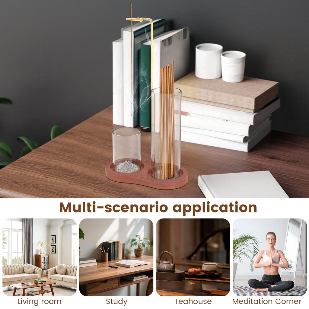 2 In 1 Incense Holder Anti Ash Incense Burner Holder with Brush Removable Incense Stick Holders for Yoga Spa Tea Room and Office