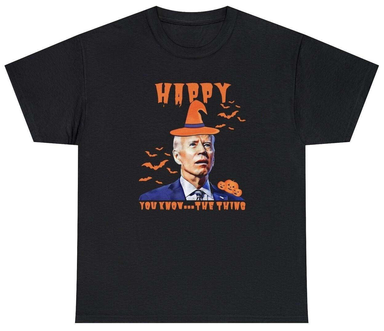 Mens Happy The Thing T Shirt Funny Halloween Anti Joe Biden Republican Trump Tee XXXXL