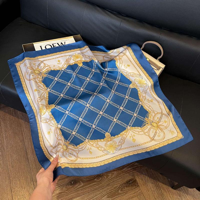 New 71 * 71cm Korean version small square scarf women's silk scarf spring and summer thin sunscreen scarf neck protection tied bag headband scarf