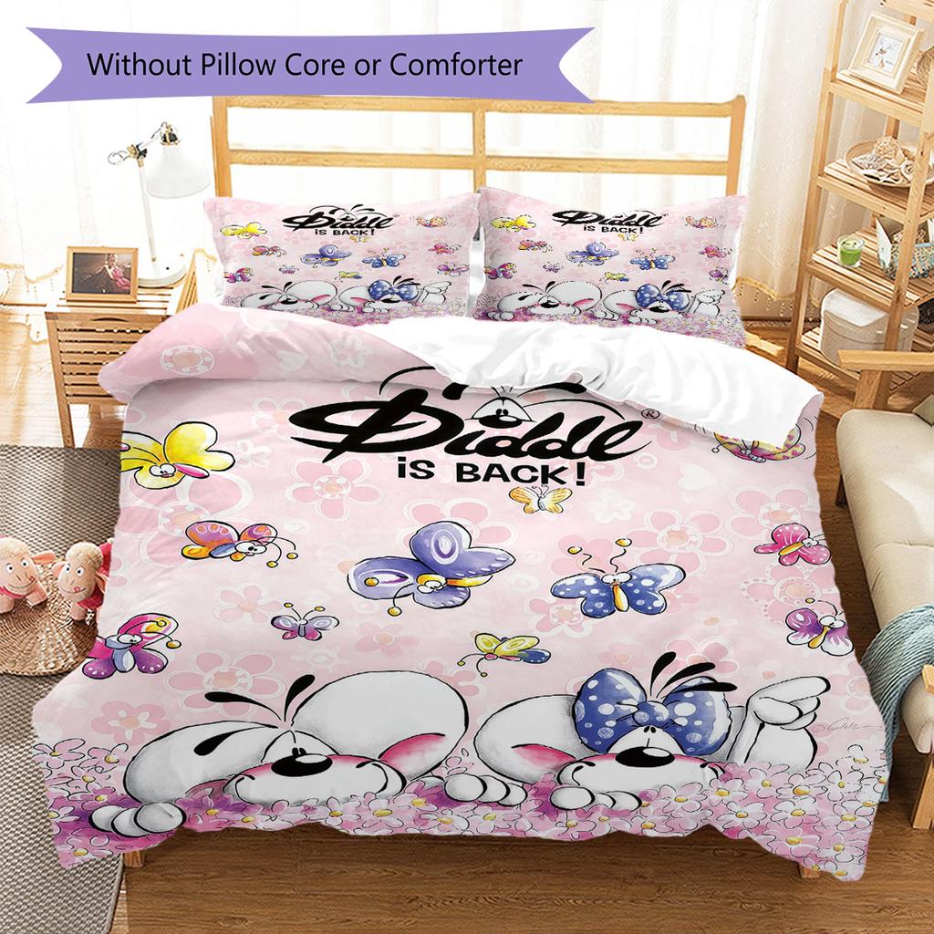Diddl Bettwäsche Steppdecke Set Bettbezug Kissenbezug Heimdekoration Geburtstagsgeschenk (1 Bettbezug + 2 Kissenbezüge, ohne Füllung)
