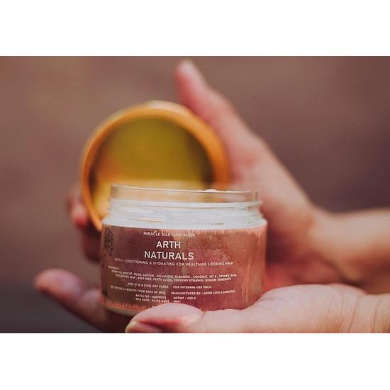 ARTH NATURALS-Miracle hair silk mask- 200Gms- Natural Ingredients-Vegan-Oragnic-Halal-Unisex Product-Deep Condetioning & Smoothening-Pre-wash