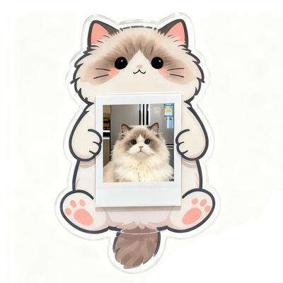 1 peça Porta-Retrato Acrílico Fofo de Cachorrinho e Gatinho 2 Polegadas Ímã de Geladeira Moldura de Exibição Porta-Retrato de Pet Ímã de Geladeira
